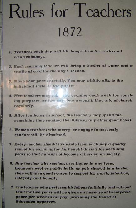 The guidelines for the teachers working on Kangaroo Island in 1872
